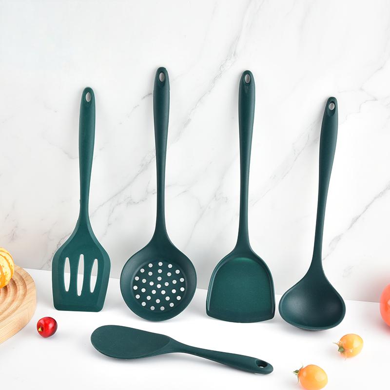 Kitchen Appliances Green - 5 قطعة الغذاء الصف سيليكون أواني