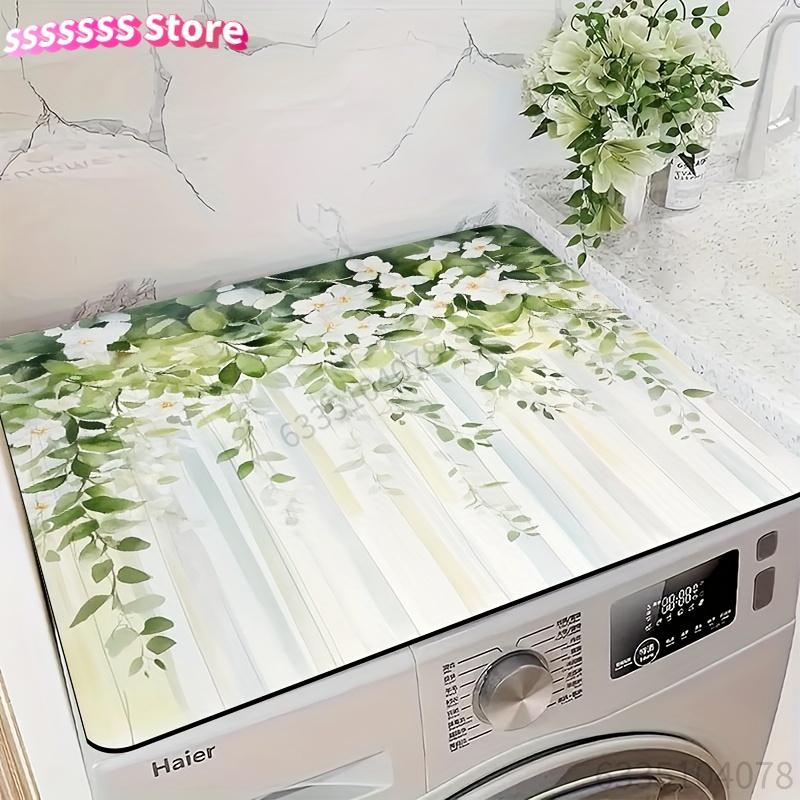 Kitchen Appliances Green - غطاء لغسالة الملابس بتصميم ألوان مائية