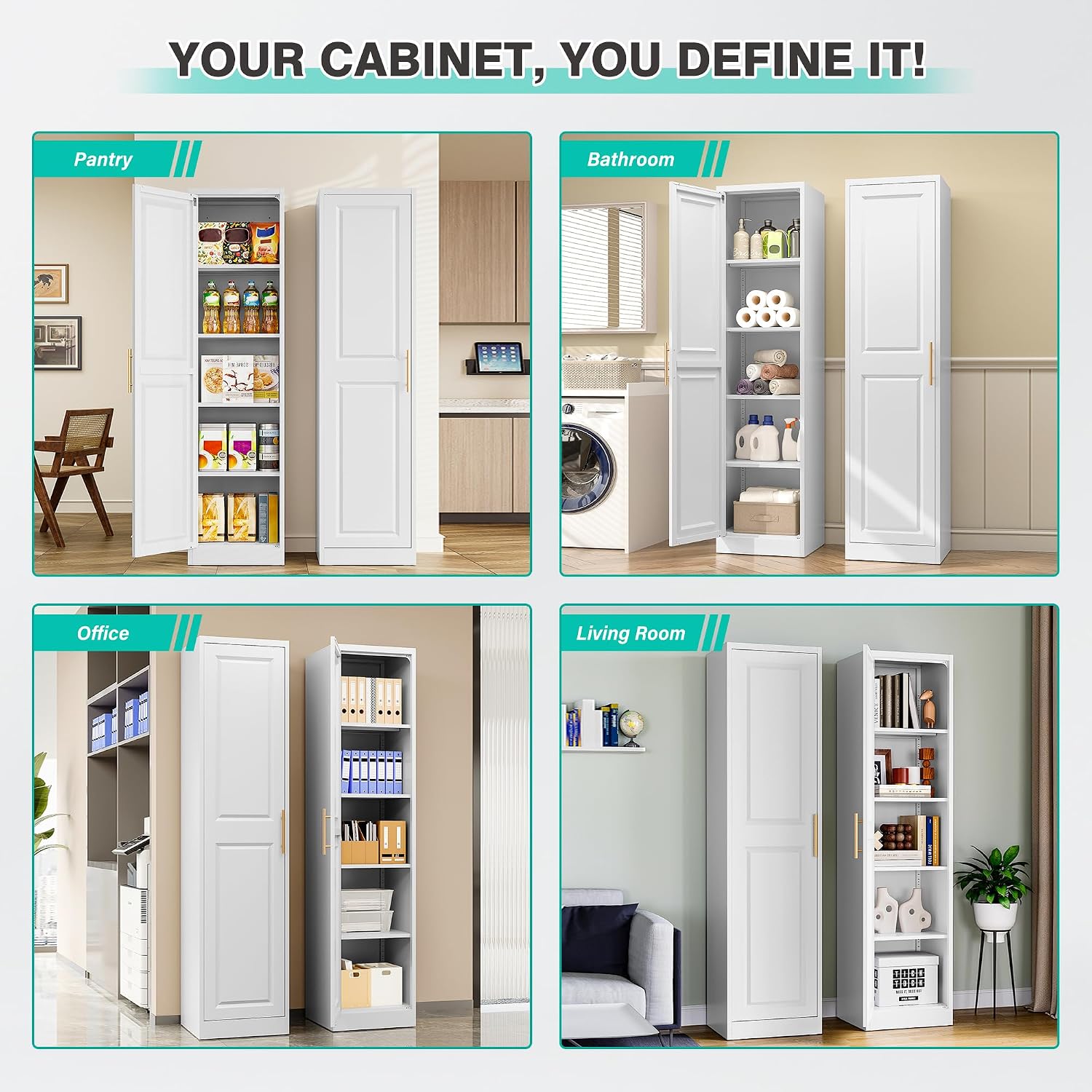 خزانة تخزين طويلة ورفيعة بباب  - مراجعة Kitchen Appliances Cabinet وسعره