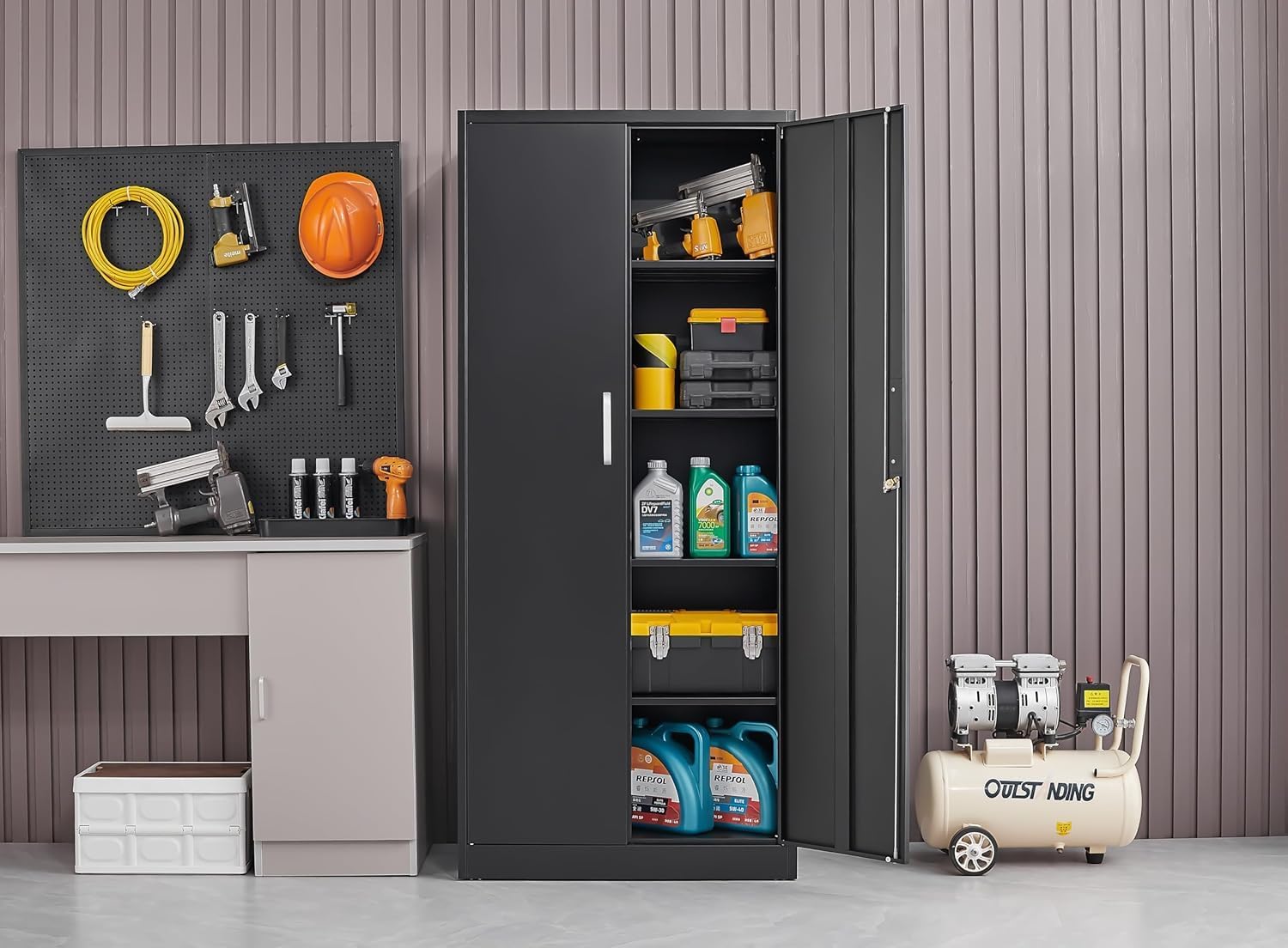 خزانة تخزين معدنية بأرفف قابلة - مراجعة Kitchen Appliances Cabinet وسعره